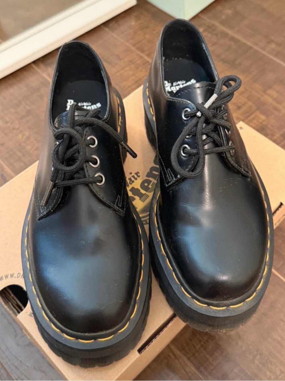 DR MARTEN PLATFORM BLACK OXFORD LOAFERS